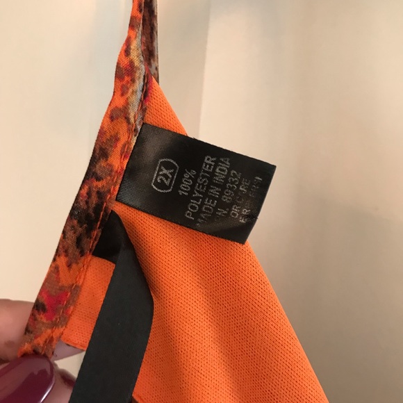 Casee’s Midi Handkerchief Style Women's Dress 2X Orange Multiclor - Picture 6 of 6